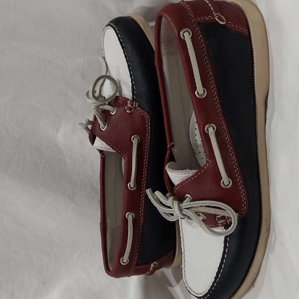 Brooks Brothers Women’s 5229 Loafer Red White Blue Deck Shoes 7.5 M Leather